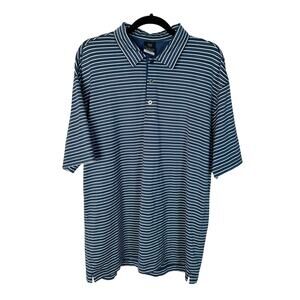 Nike Tour Men's L Dri-FIT Striped Golf Polo Short Sleeve Shirt Tiger Woods Blue